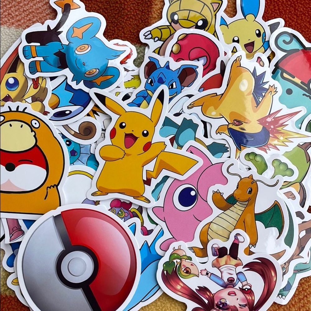 Bundle of 50 Glossy‎ Pokemon Themed Stickers